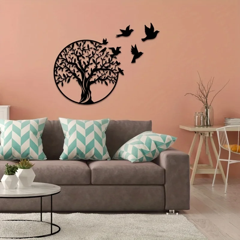 Interior Design Home - CIFbuy Art Tree Of Life ตกแต่งลานกลางแจ้งงานฝีมือโลหะผนังตกแต่งโลโก้ครบรอบ
