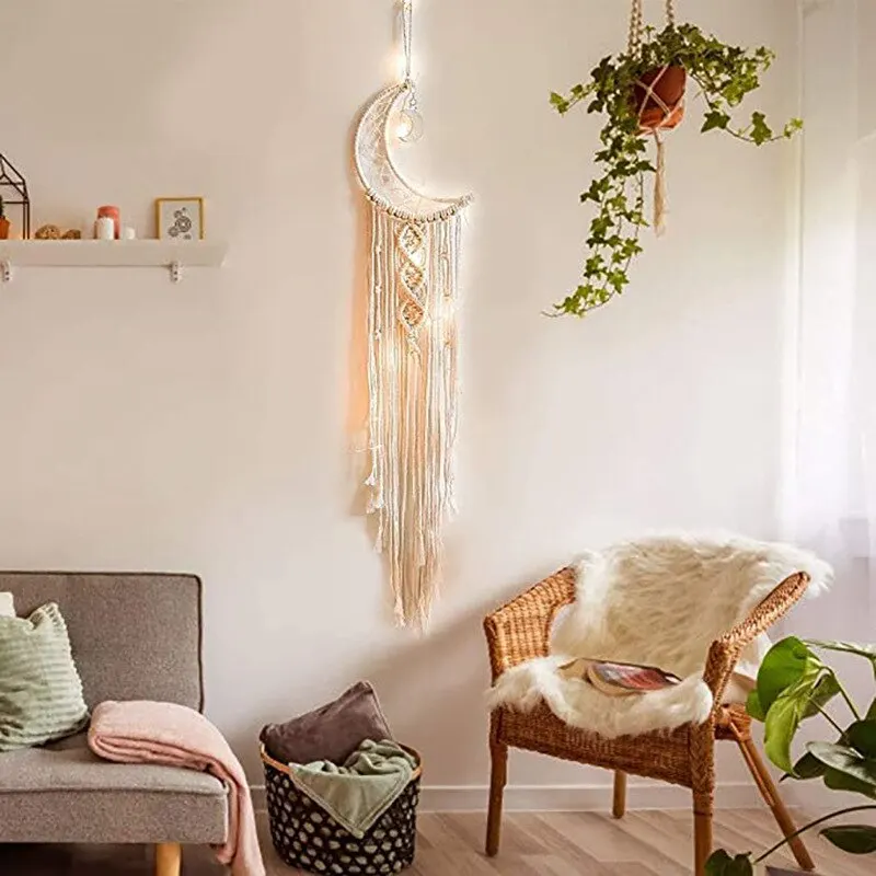 Interior Design Home - พรมประดับจี้รูปตกแต่งแบบนอร์ดิกตาข่ายดักฝันของขวัญแบบถักแฮนด์เมดแบบสร้างสรรค์แขวนผนังตกแต่งผนังภายในบ้าน