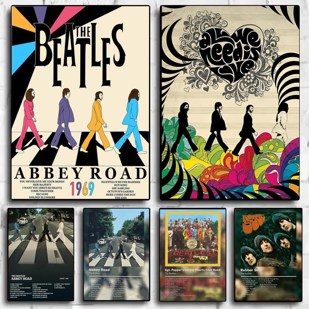 Interior Design Poster - วงดนตรีป๊อป T-The Beatles โปสเตอร์ศิลปะผนังสไตล์มินิมอลสมัยใหม่สำหรับห้องนอนห้องนั่งเล่นตกแต่งบ้านของขวัญ