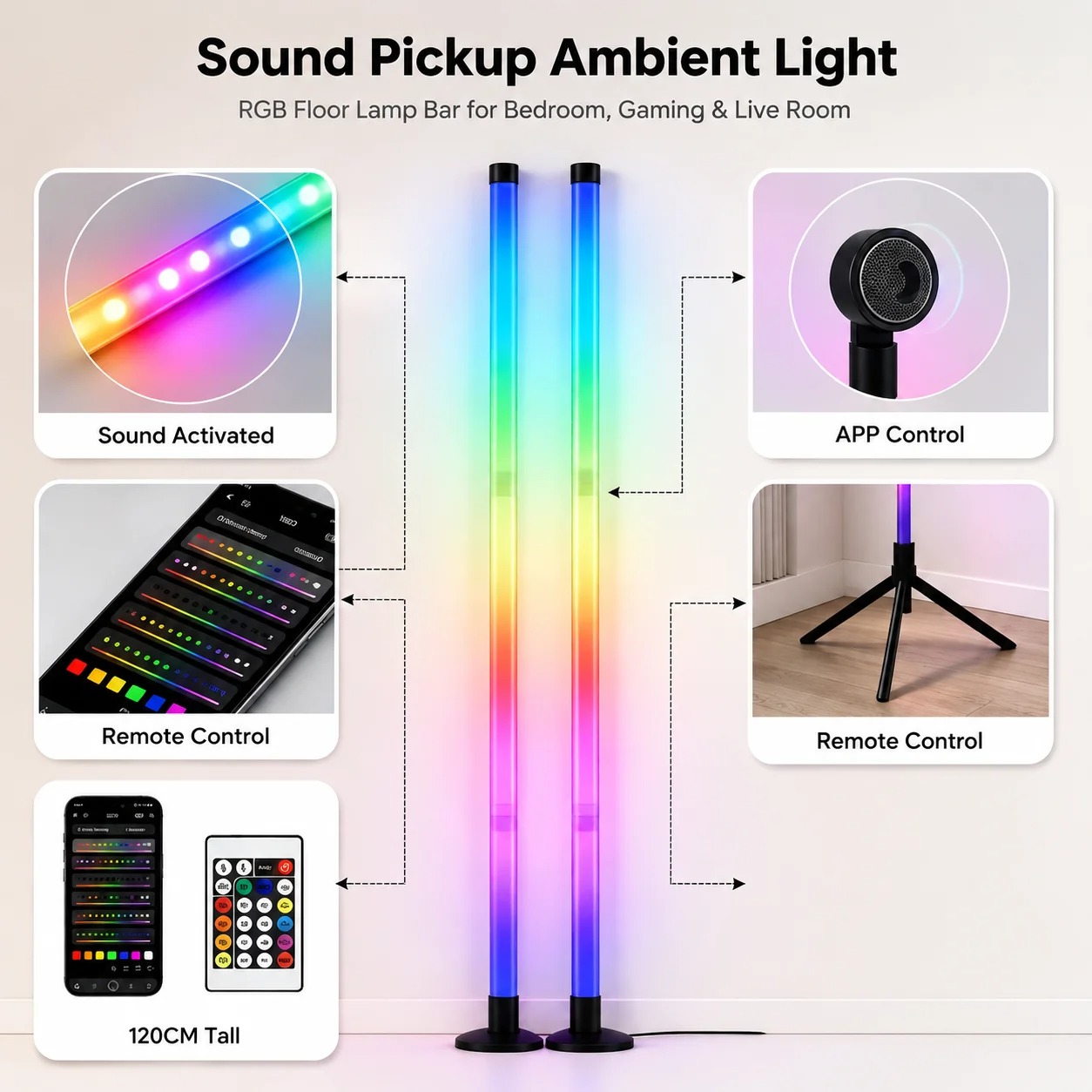 โคมไฟตั้งพื้น RGB ขนาด 120 ซม. - Interior Design Room บทวิจารณ์และราคา